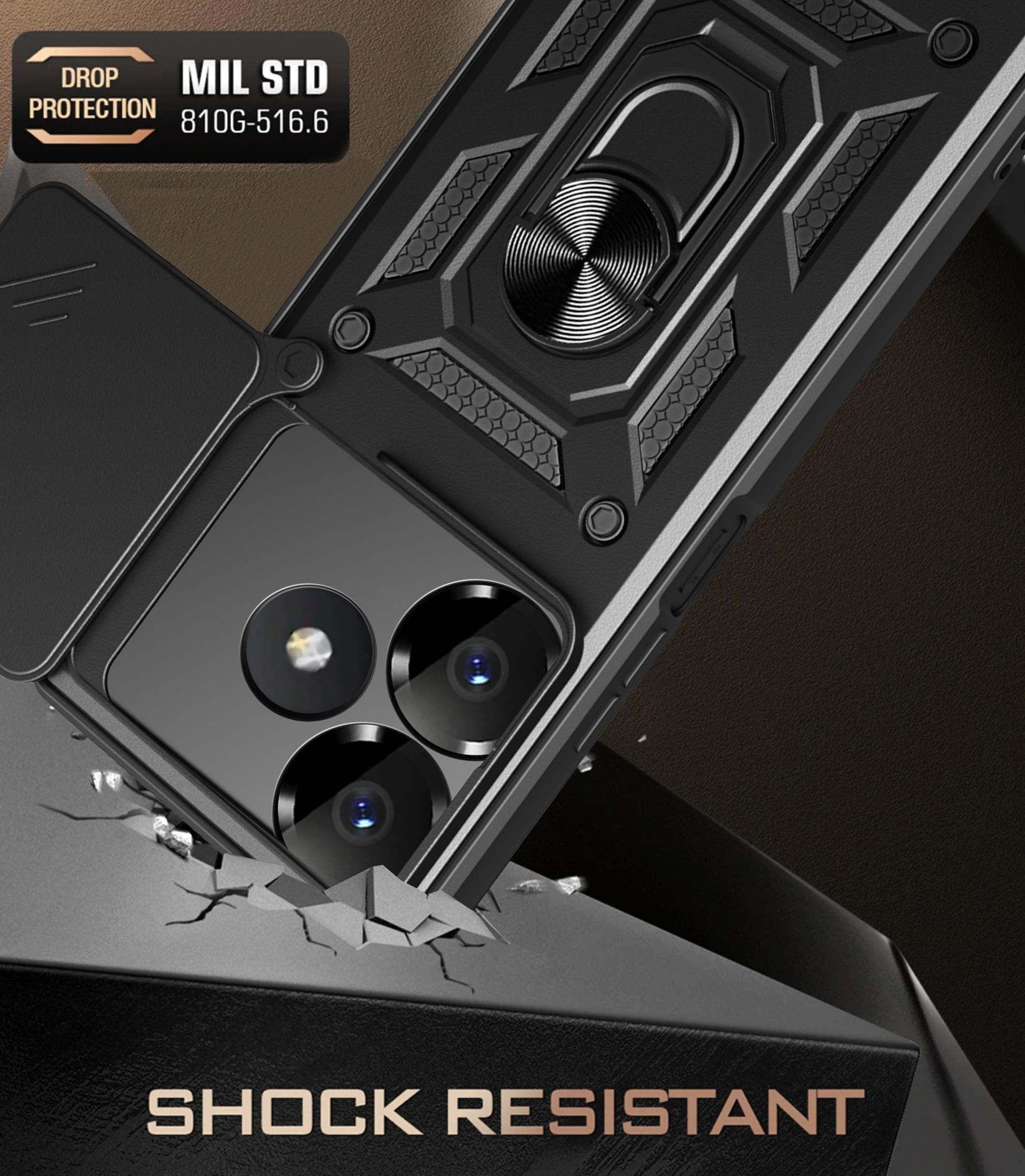 MOPAL Xiaomi Redmi Note 13 4G Stand Özellikli Sürgülü Darbelere Dayanıklı Slide Silikon Kılıf