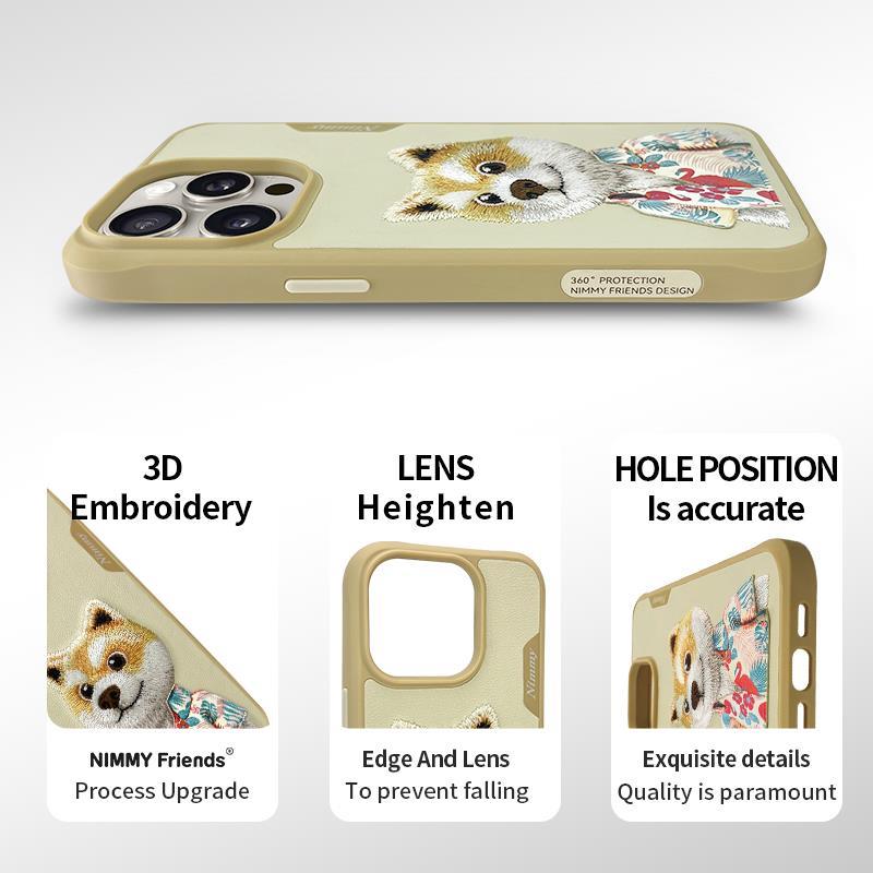 NIM iPhone 14 Pro Max 3D Gerçek Nakış işlemeli Fashion Pet Ayıcıklı Silikon Kılıf