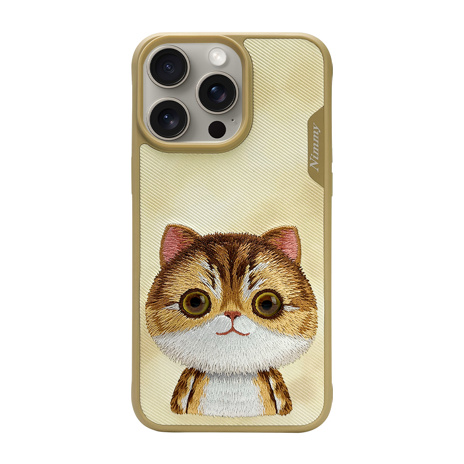 NIMMY iPhone 14 Pro Max 3D Gerçek Nakış İşlemeli Kedi Kabartmalı Göz Detaylı Big Eyes Silikon Kılıf