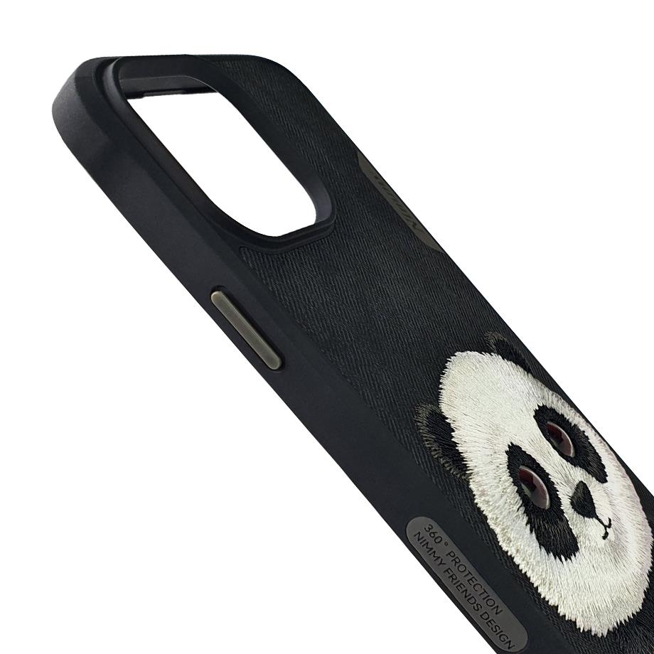 NIMMY iPhone 15 3D Gerçek Nakış İşlemeli Panda Kabartmalı Göz Detaylı Big Eyes Silikon Kılıf