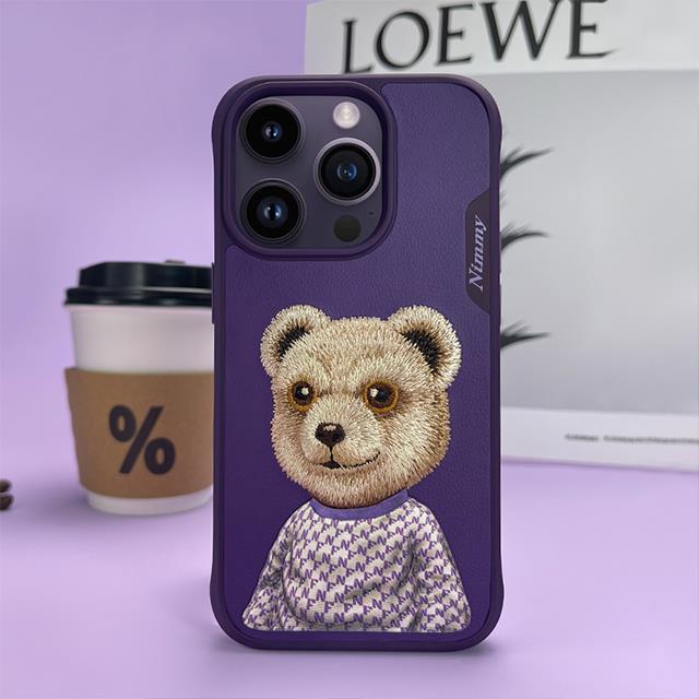 NIMMY iPhone 15 3D Gerçek Nakış işlemeli Fashion Pet Ayıcıklı Silikon Kılıf