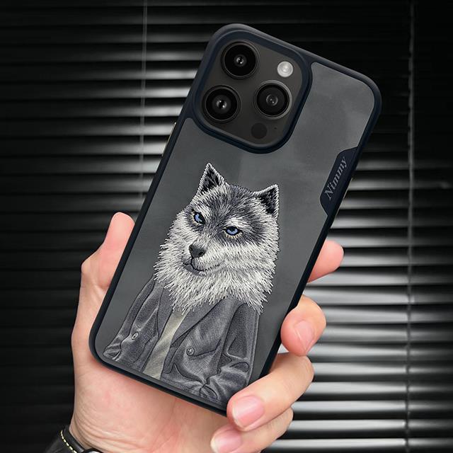 NIMMY iPhone 15 Pro 3D Gerçek Nakış işlemeli Fashion Pet Kurtlu Silikon Kılıf