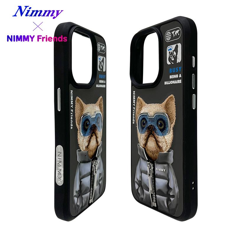 NIMMY iPhone 15 Pro 3D Gerçek Nakış İşlemeli Kabartmalı Gözlük Fermuar Mont Ayıcık Detaylı Cool Cute 2.0 Silikon Kılıf