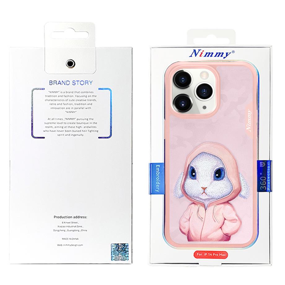 NIMMY iPhone 15 Pro 3D Gerçek Nakış işlemeli Fashion Pet Tavşanlı Silikon Kılıf