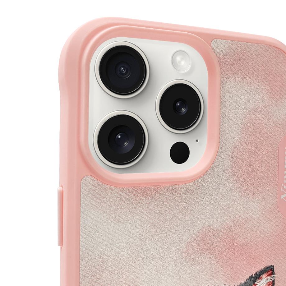 NIMMY iPhone 15 Pro 3D Gerçek Nakış İşlemeli Kedi Kabartmalı Göz Detaylı Big Eyes Silikon Kılıf
