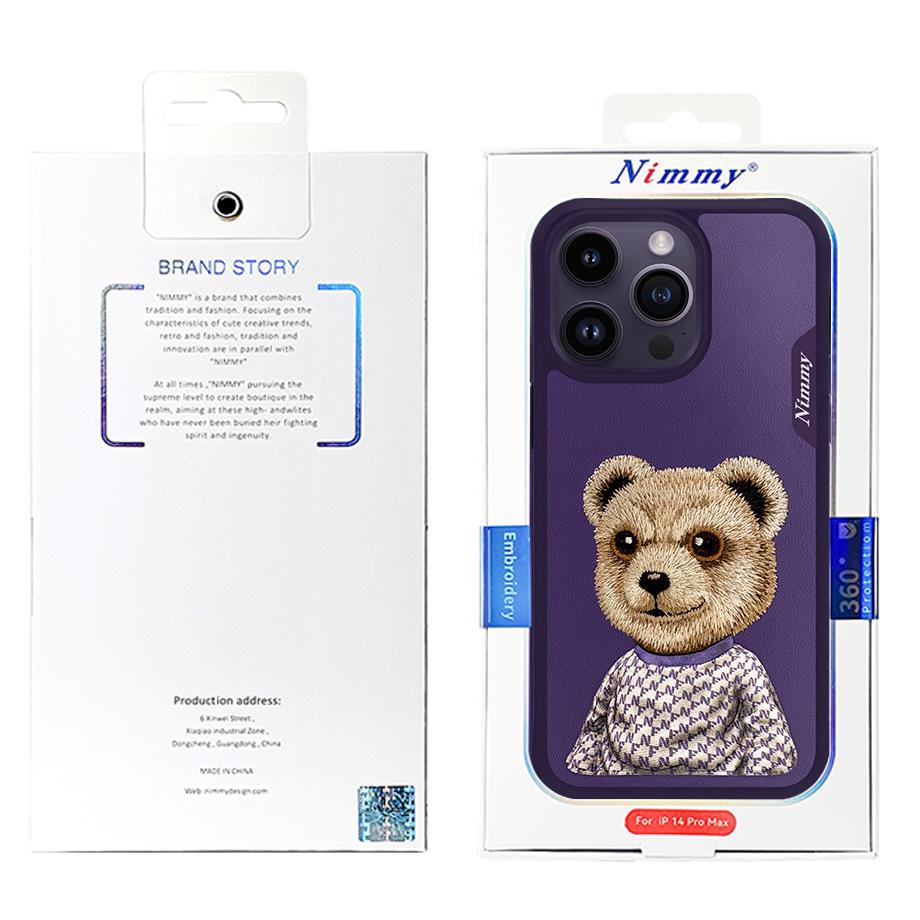 NIMMY iPhone 15 Pro 3D Gerçek Nakış işlemeli Fashion Pet Ayıcıklı Silikon Kılıf