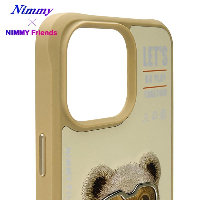 NIMMY iPhone 15 Pro 3D Gerçek Nakış İşlemeli Kabartmalı Gözlük Fermuar Mont Ayıcık Detaylı Cool Cute 2.0 Silikon Kılıf