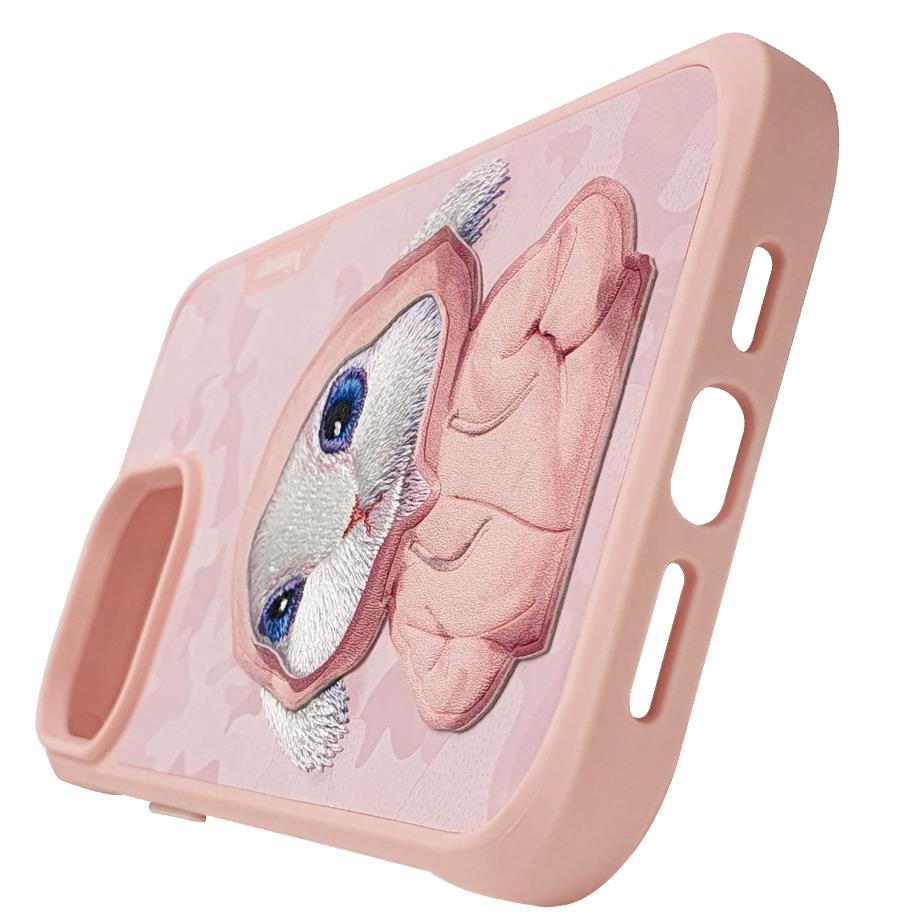 NIMMY iPhone 15 Pro 3D Gerçek Nakış işlemeli Fashion Pet Tavşanlı Silikon Kılıf