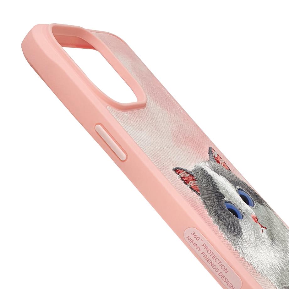 NIMMY iPhone 15 Pro 3D Gerçek Nakış İşlemeli Kedi Kabartmalı Göz Detaylı Big Eyes Silikon Kılıf