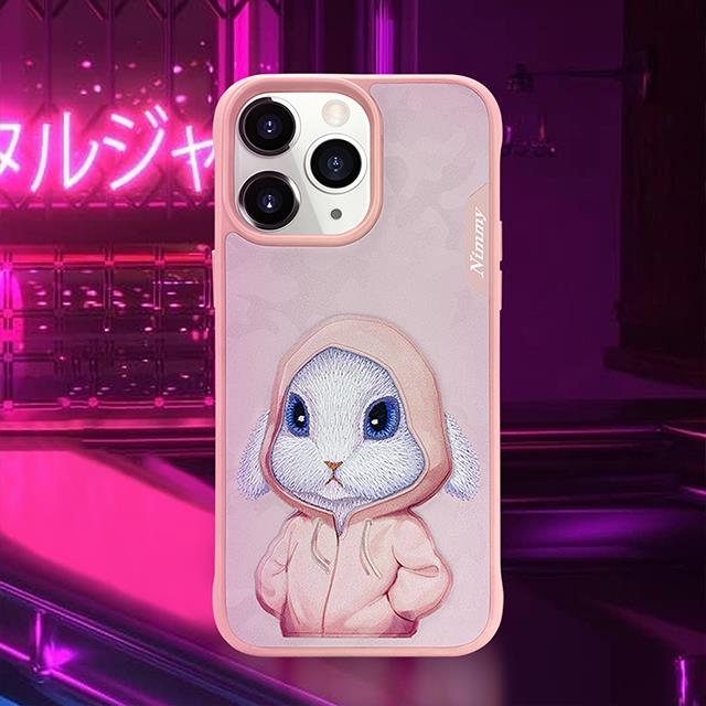 NIMMY iPhone 15 Pro 3D Gerçek Nakış işlemeli Fashion Pet Tavşanlı Silikon Kılıf