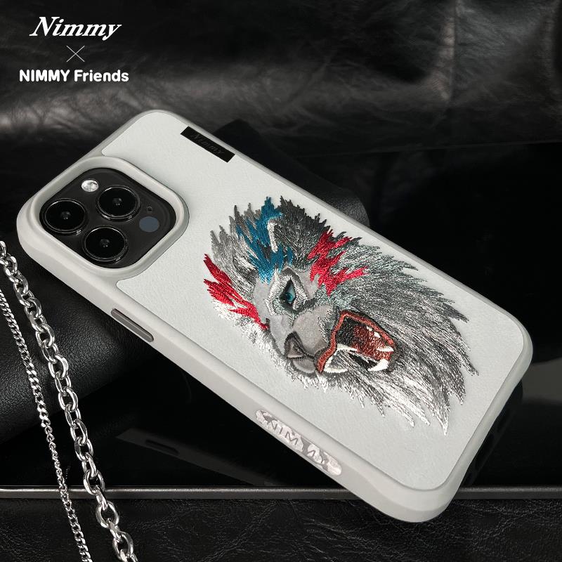 NIMMY iPhone 15 Pro Max 3D Süet Gerçek Nakış Aslan İşleme Kabartmalı Raptor Series Kılıf