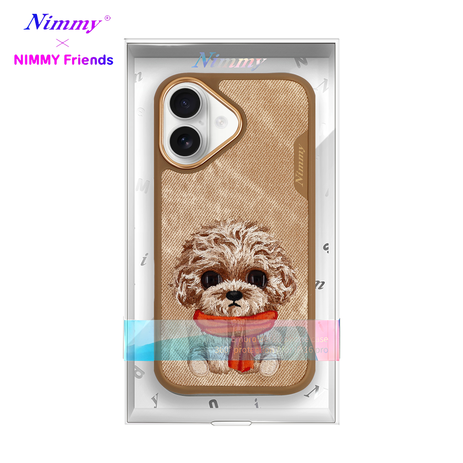 NIMMY iPhone 16 3D Gerçek Nakış işlemeli Göz Detaylı New Big Eyes Köpek Silikon Kılıf