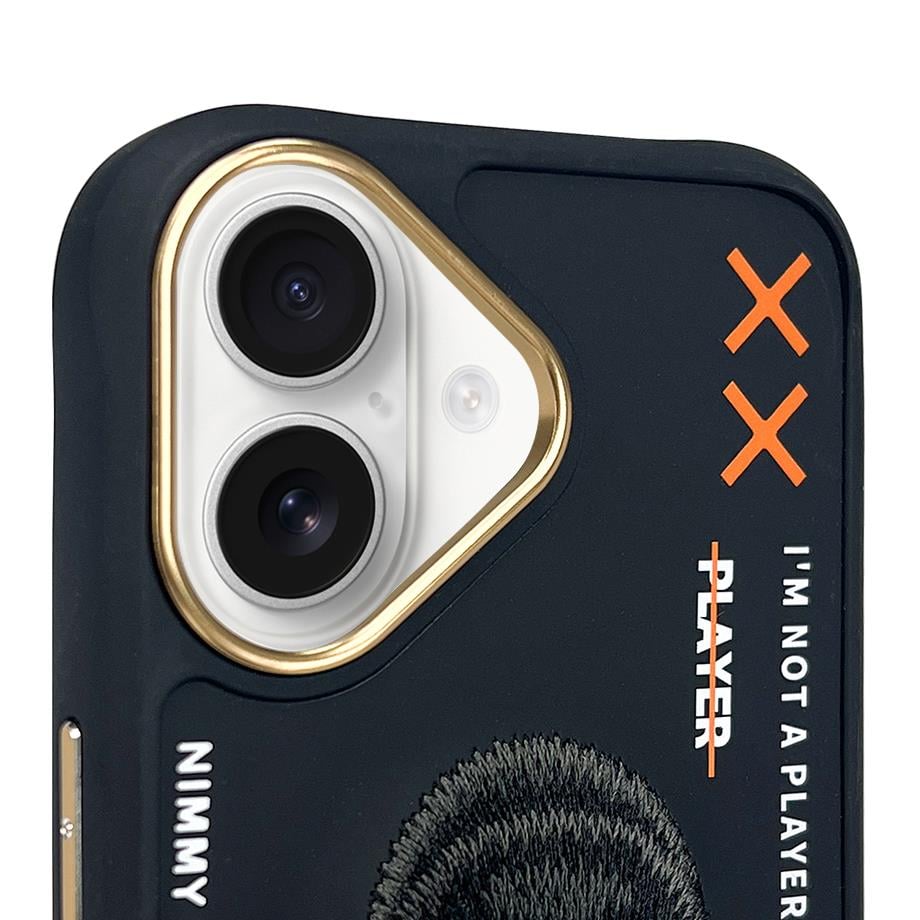 NIMMY iPhone 16 3D Gerçek Nakış İşlemeli Kabartmalı Gözlük Fermuar Mont Gorilla Detaylı Cool Cute 2.0 Silikon Kılıf