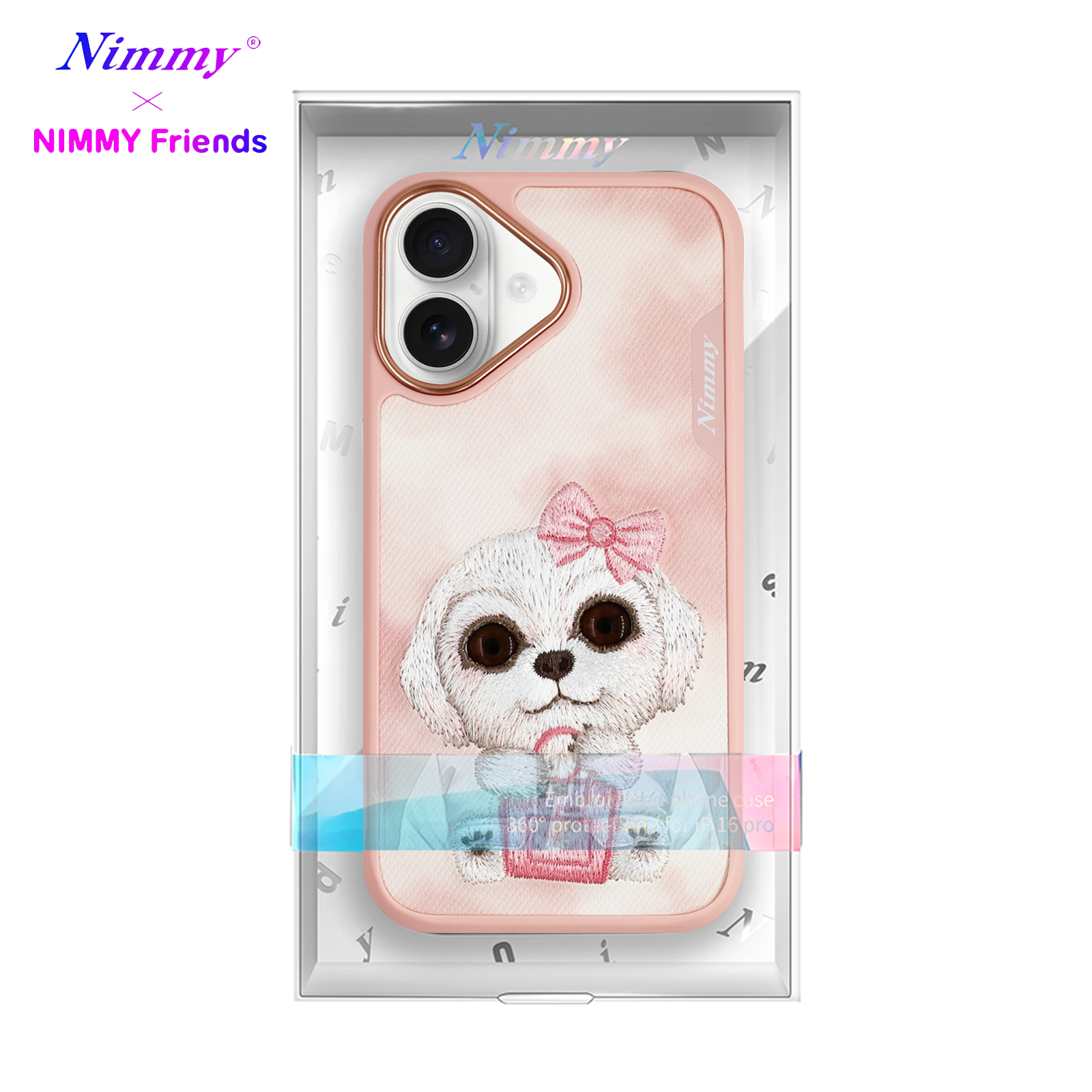 NIMMY iPhone 16 3D Gerçek Nakış işlemeli Göz Detaylı New Big Eyes Köpek Silikon Kılıf