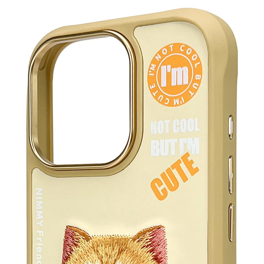 NIMMY iPhone 16 Pro 3D Gerçek Nakış İşlemeli Kabartmalı Gözlük Fermuar Mont Kedicik Detaylı Cool Cute 2.0 Silikon Kılıf