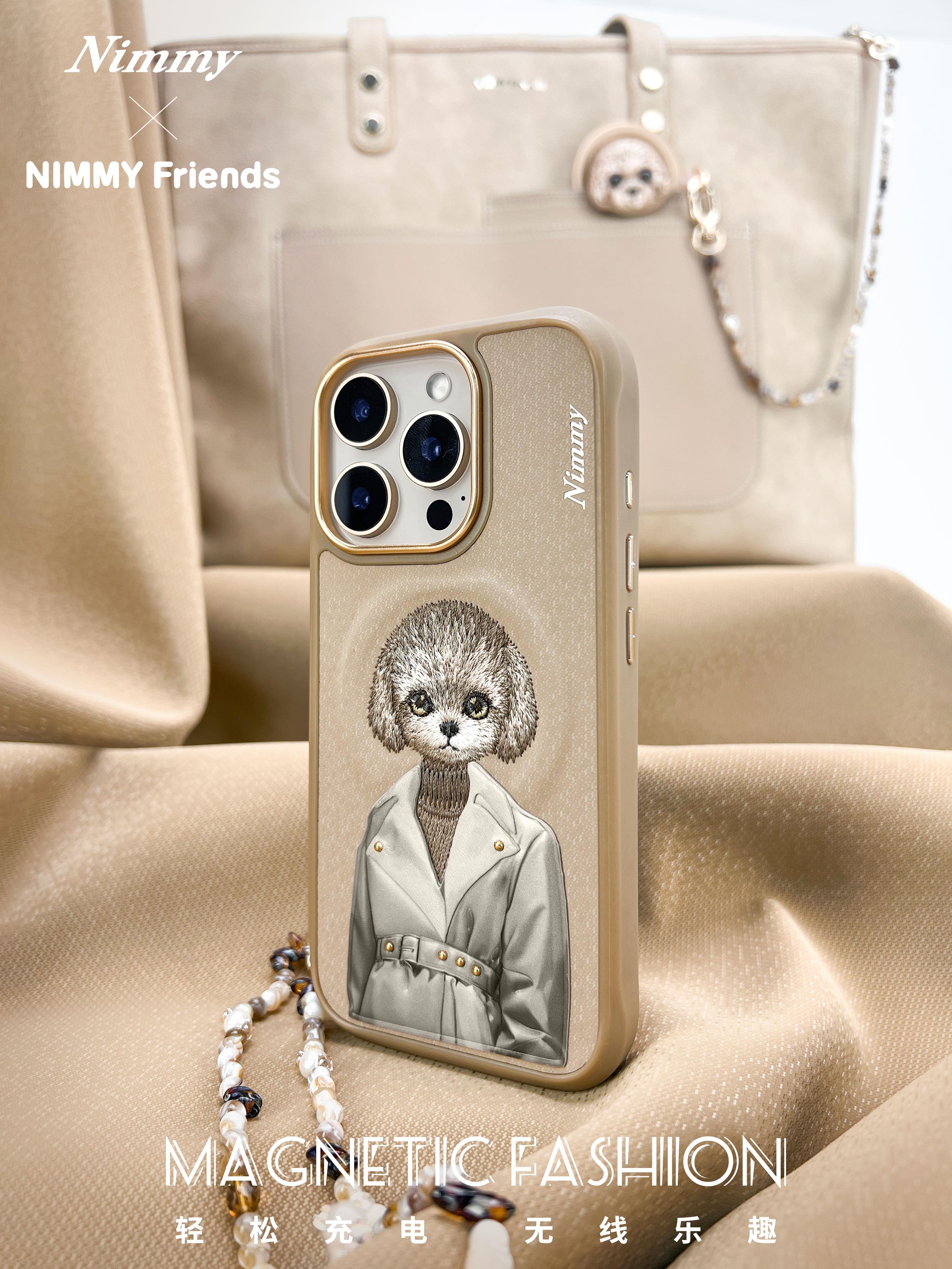 NIMMY iPhone 16 Pro 3D Gerçek Nakış işlemeli MagSafe Özellikli Magnetic Fashion Pet Kahve Kedili Silikon Kılıf