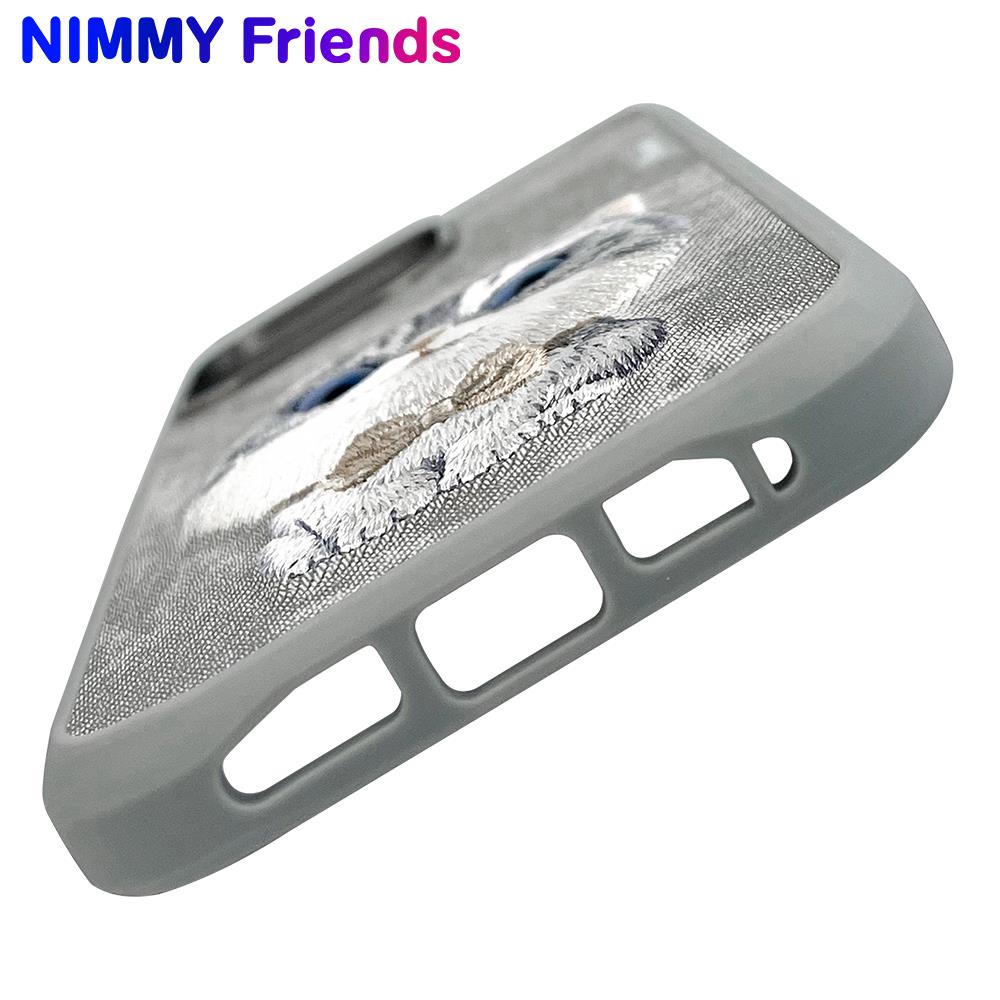 NIMMY iPhone 16 Pro 3D Gerçek Nakış işlemeli Göz Detaylı New Big Eyes Kedi Silikon Kılıf