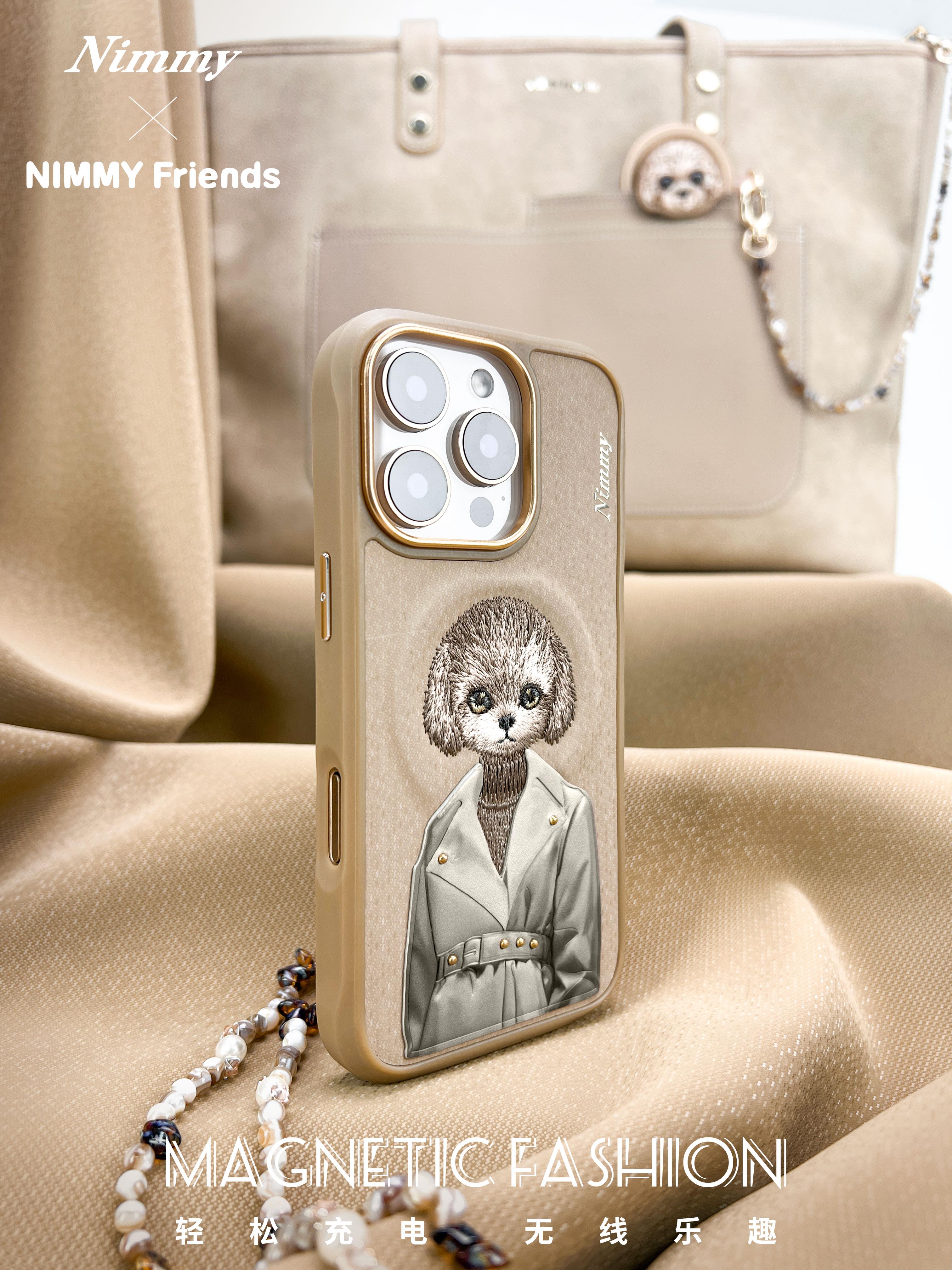 NIMMY iPhone 16 Pro 3D Gerçek Nakış işlemeli MagSafe Özellikli Magnetic Fashion Pet Kahve Kedili Silikon Kılıf