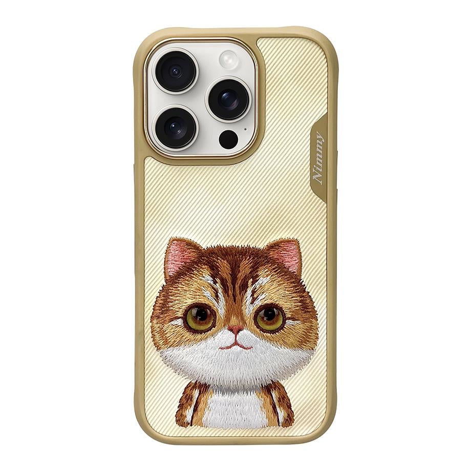 NIMMY iPhone 16 Pro Max 3D Gerçek Nakış İşlemeli Kedi Kabartmalı Göz Detaylı Big Eyes Silikon Kılıf