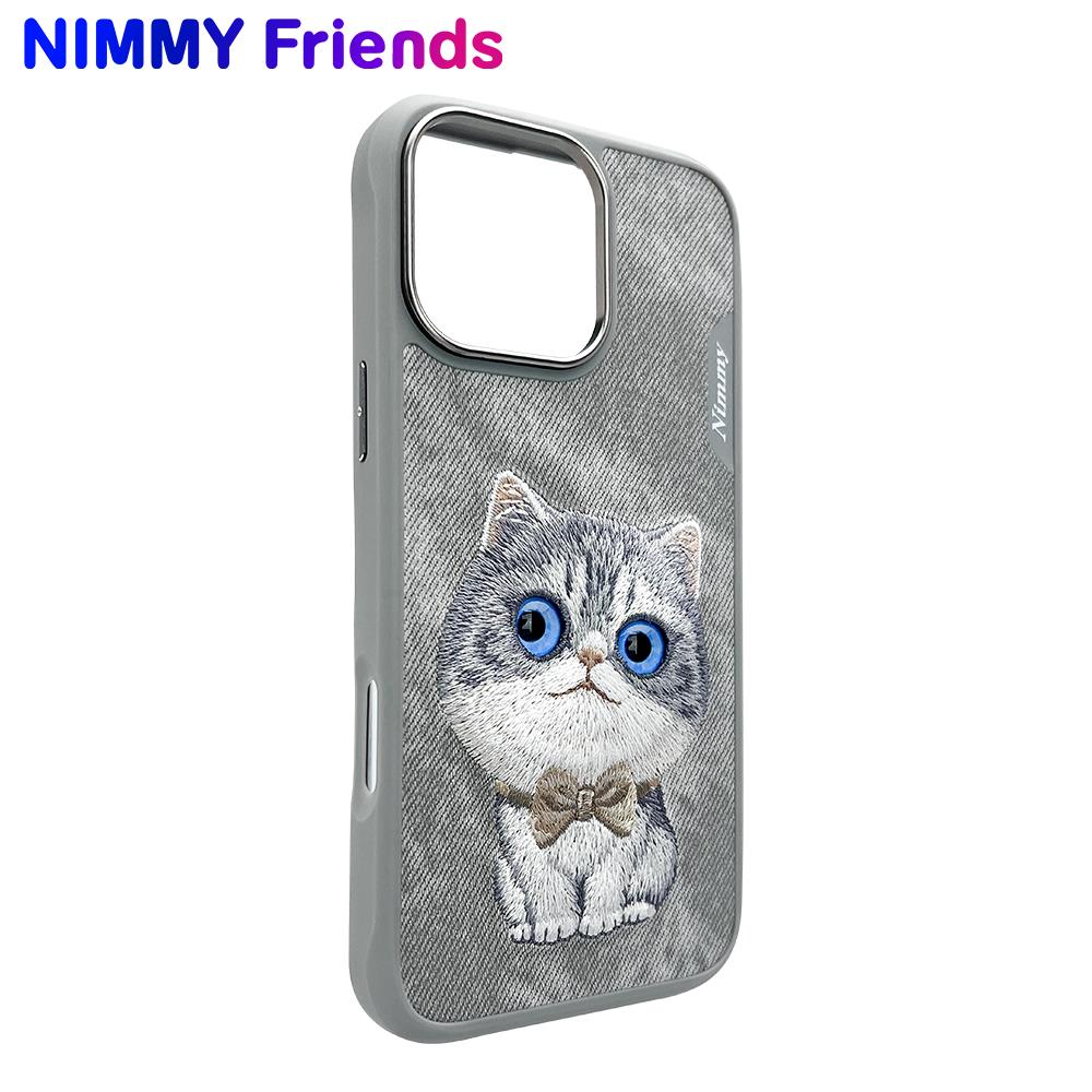 NIMMY iPhone 16 Pro Max 3D Gerçek Nakış işlemeli Göz Detaylı New Big Eyes Kedi Silikon Kılıf