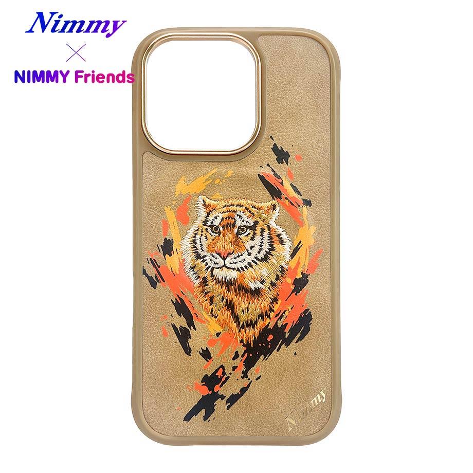 NIMMY iPhone 16 Pro Max 3D Suni Deri Üstüne Gerçek Nakış İşlemeli Dazzling 2.0 Kaplan Silikon Kılıf