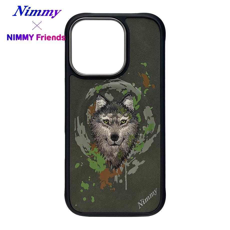 NIMMY iPhone 16 Pro Max 3D Suni Deri Üstüne Gerçek Nakış İşlemeli Dazzling 2.0 Kurt Silikon Kılıf
