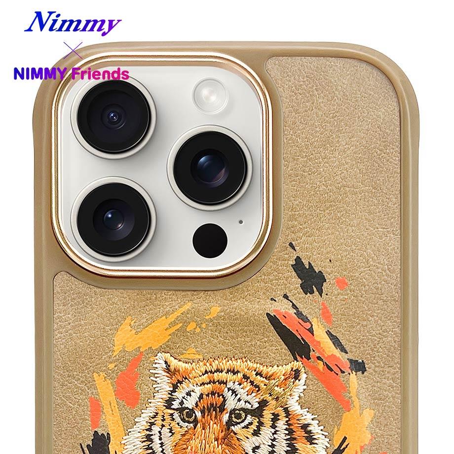 NIMMY iPhone 16 Pro Max 3D Suni Deri Üstüne Gerçek Nakış İşlemeli Dazzling 2.0 Kaplan Silikon Kılıf