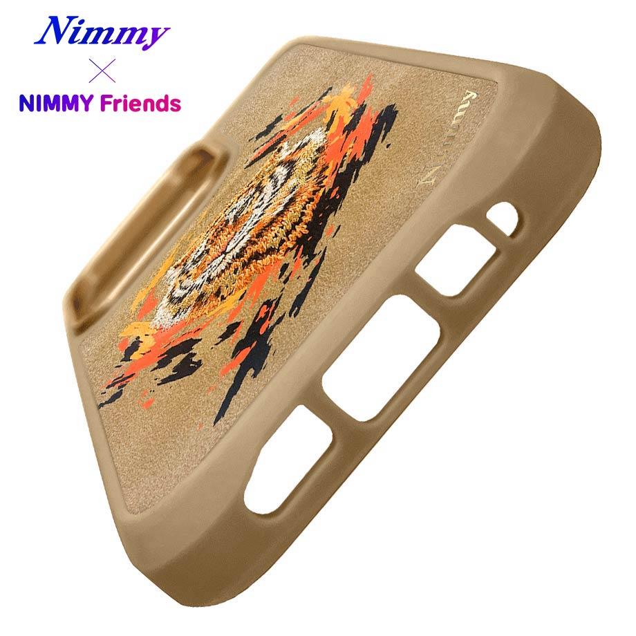 NIMMY iPhone 16 Pro Max 3D Suni Deri Üstüne Gerçek Nakış İşlemeli Dazzling 2.0 Kaplan Silikon Kılıf