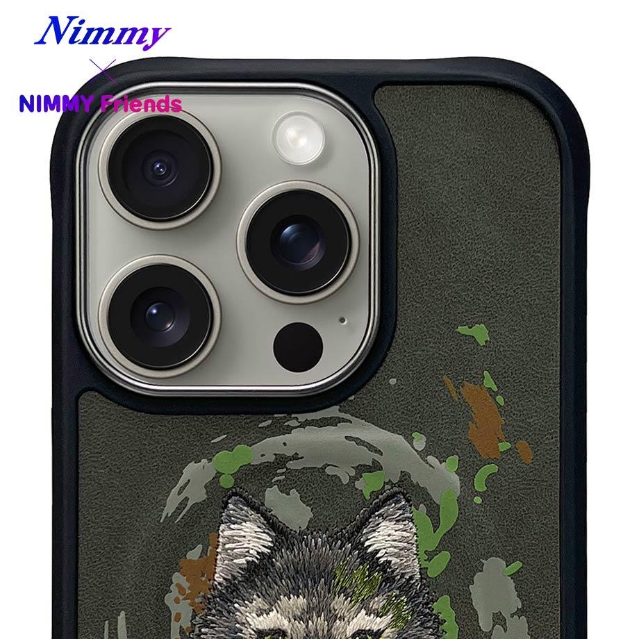 NIMMY iPhone 16 Pro Max 3D Suni Deri Üstüne Gerçek Nakış İşlemeli Dazzling 2.0 Kurt Silikon Kılıf