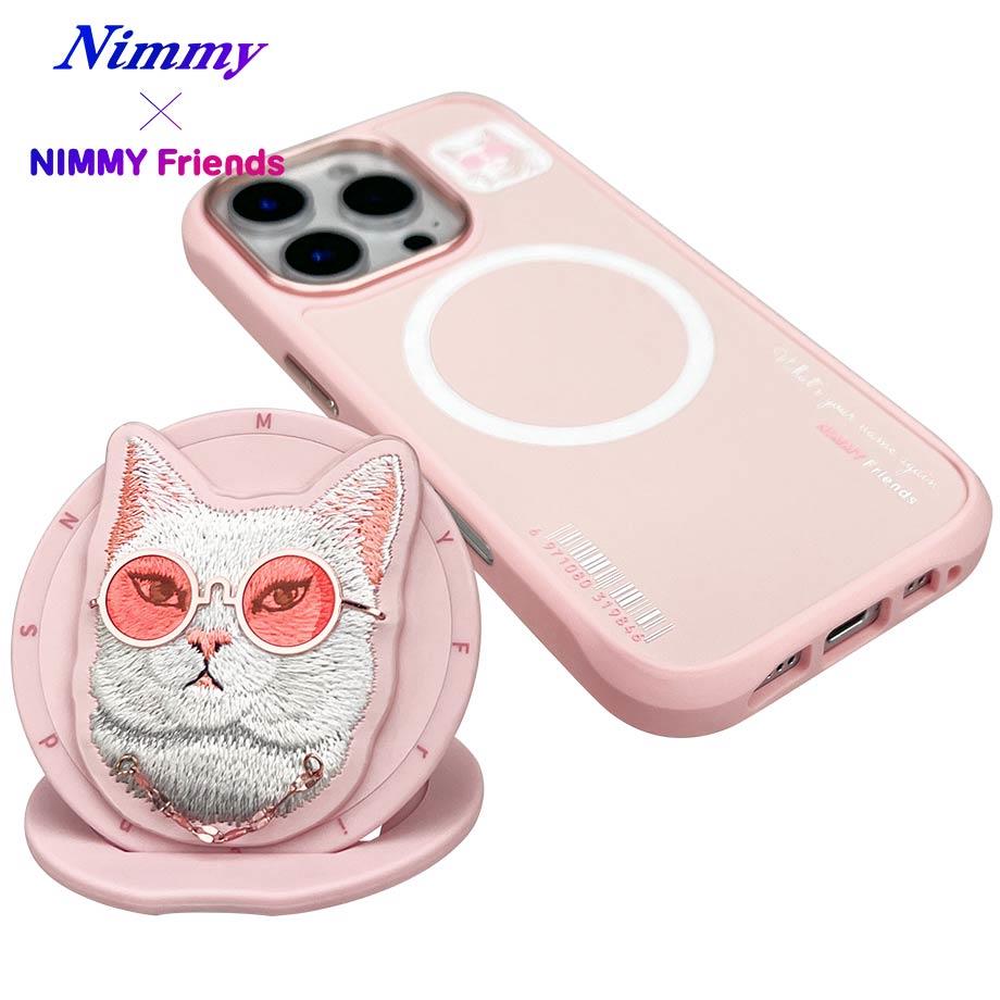NIMMY iPhone 16 Pro Max MagSafe Uyumlu 3D Pop Socket Aparatlı 3D Gözlük Zincir Kedi Detaylı Cool Cute 2.0 Kılıf