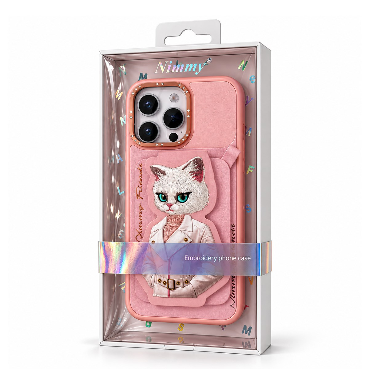 NIMMY iPhone 16 Pro Max Uyumlu | MagSafe Destekli  Pembe Kedi Desenli Kartlıklı Kılıf - N-CXMC-KTHZ