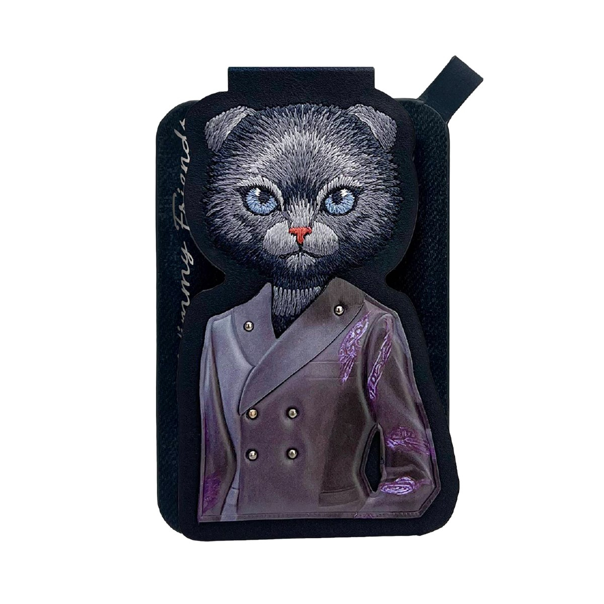 NIMMY iPhone 16 Pro Max Uyumlu | MagSafe Destekli  Siyah Kedi Desenli Kartlıklı Kılıf - N-CXMC-KTHZ