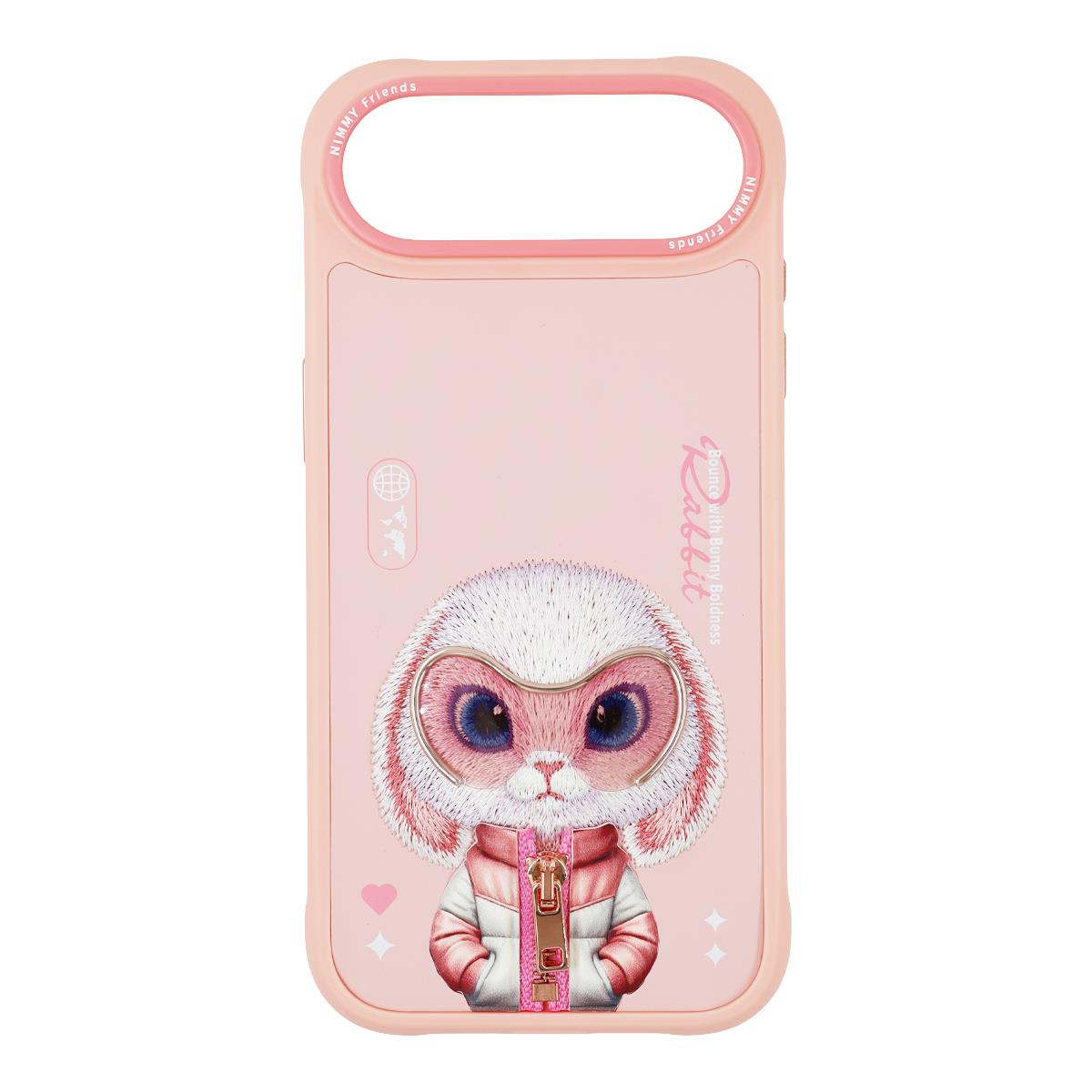 NIMMY iPhone 17 Air Uyumlu Gerçek Nakış Fermuar ve Gözlüklü Rabbit Cool And Cute 2.0 Telefon Kılıfı