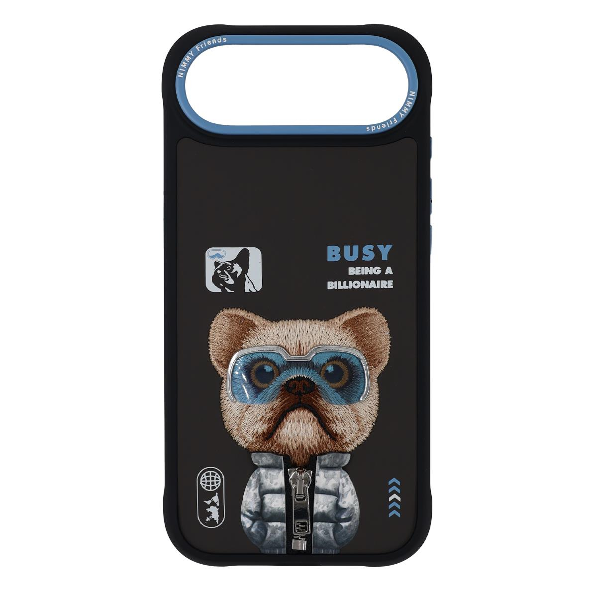 NIMMY iPhone 17 Air Uyumlu Gerçek Nakış Fermuar ve Gözlüklü Little Rich Tycoon Cool And Cute 2.0 Telefon Kılıfı