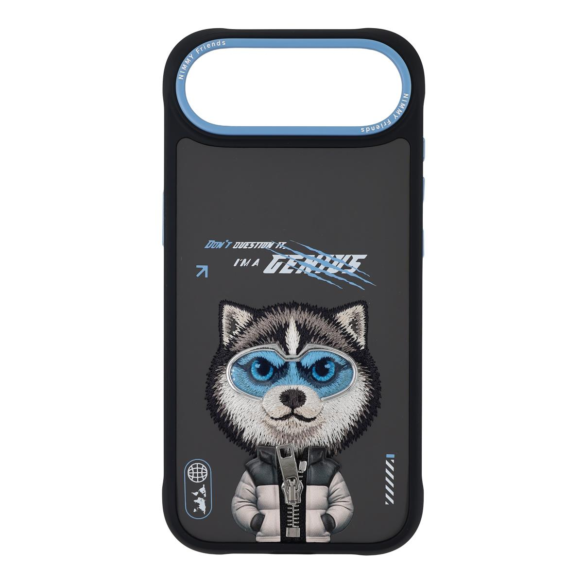 NIMMY iPhone 17 Air Uyumlu Gerçek Nakış Fermuar ve Gözlüklü Siberian Husky Cool And Cute 2.0 Telefon Kılıfı