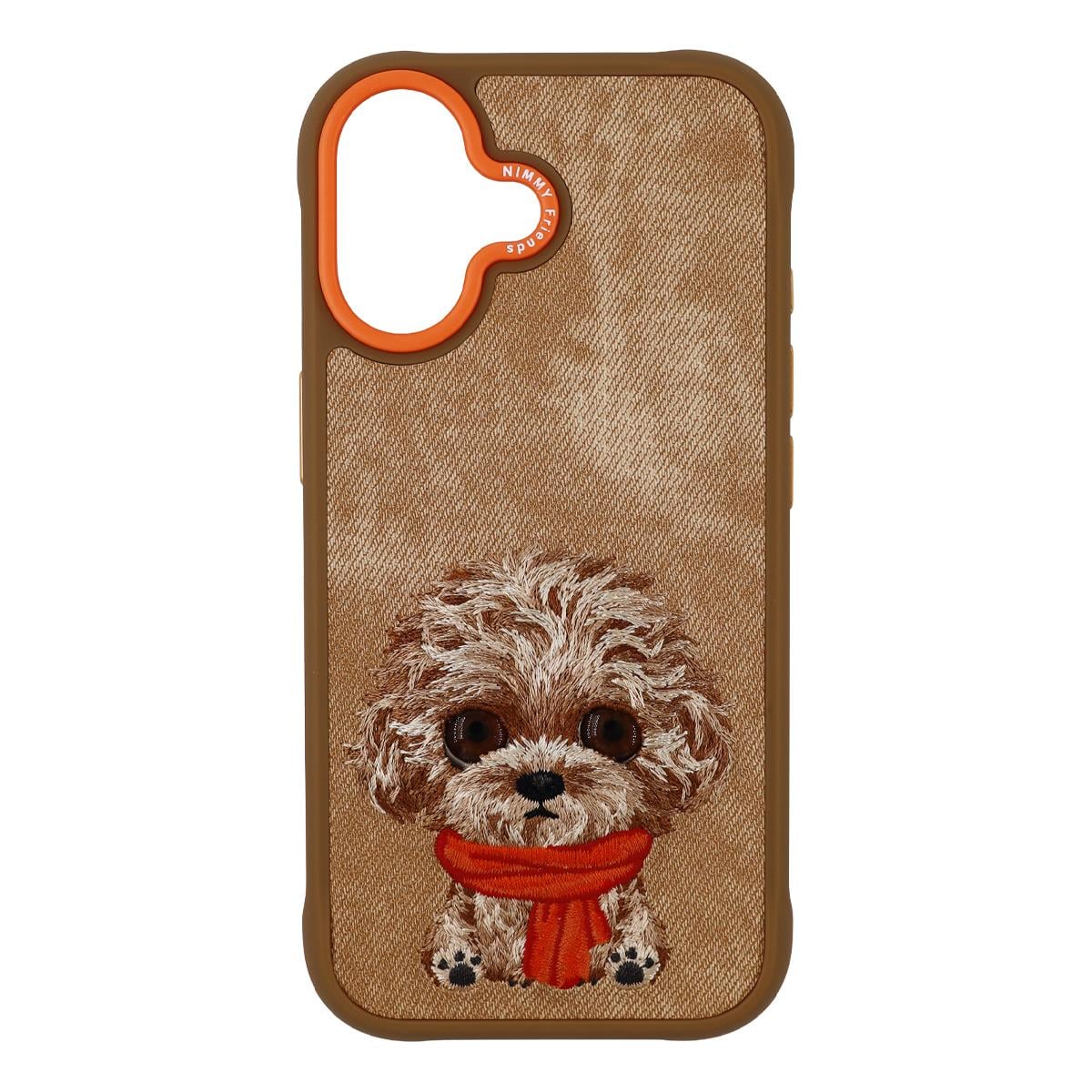NIMMY iPhone 17 Uyumlu Gerçek Nakış Fermuar ve Gözlüklü Kaniş Nev Big Eye Cute Pets 2.0 Telefon Kılıfı