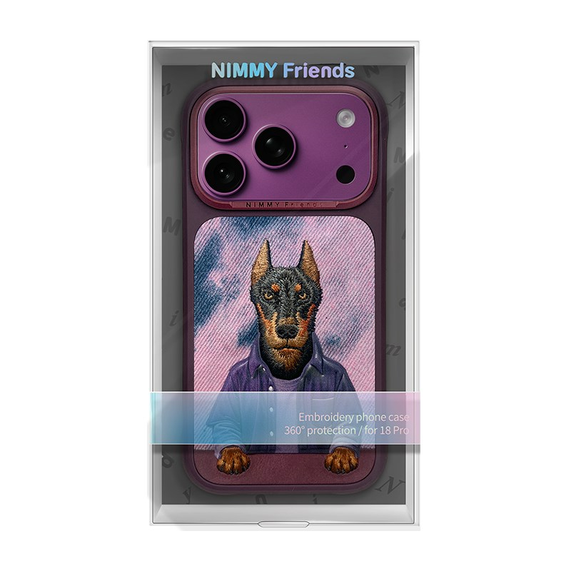 NIMMY iPhone 18 Pro Max Uyumlu Gerçek Doberman Nakış İşlemeli Nimmy Telefon Kılıfı N-YSMC