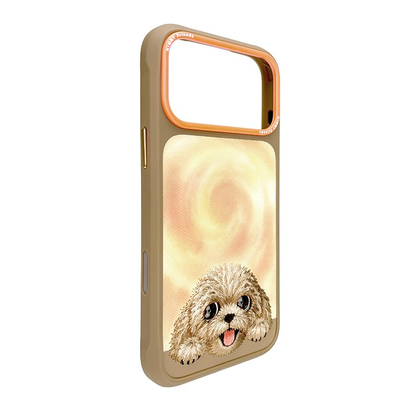 NIMMY iPhone 18 Pro Max Uyumlu Gerçek Nakış İşlemeli Köpek Desenli Nimmy Telefon Kılıfı