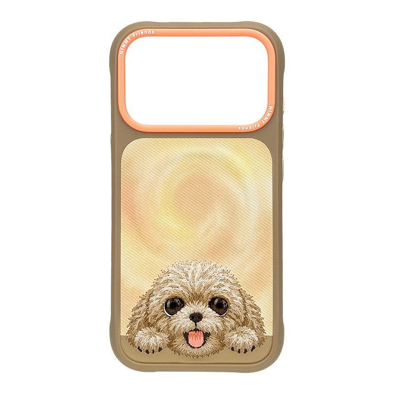 NIMMY iPhone 18 Pro Max Uyumlu Gerçek Nakış İşlemeli Köpek Desenli Nimmy Telefon Kılıfı