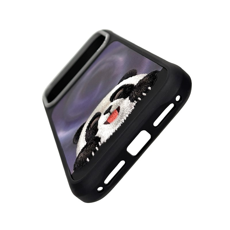 NIMMY iPhone 18 Pro Max Uyumlu Gerçek Nakış İşlemeli Panda Desenli Nimmy Telefon Kılıfı