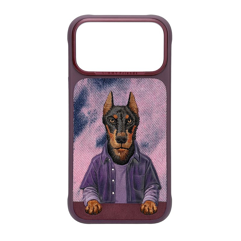 NIMMY iPhone 18 Pro Max Uyumlu Gerçek Doberman Nakış İşlemeli Nimmy Telefon Kılıfı N-YSMC