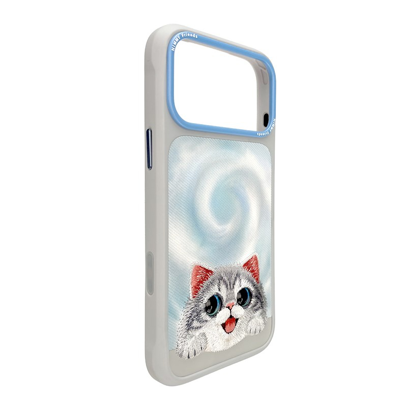 NIMMY iPhone 18 Pro Max Uyumlu Gerçek Nakış İşlemeli Kedi Desenli Nimmy Telefon Kılıfı