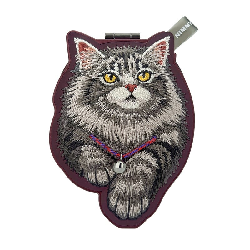 NIMMY iPhone 18 Pro Max Uyumlu MagSafe Özellikli Gerçek Kot Kaplamalı Kedi Figürlü Nimmy Kılıf Bordo