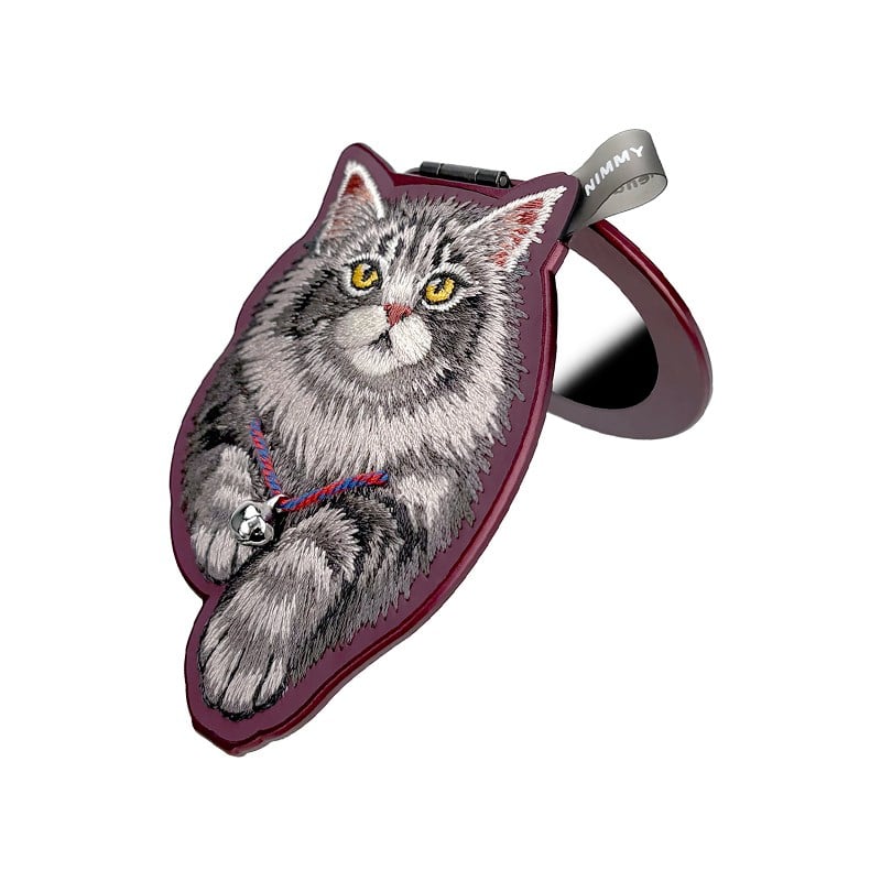 NIMMY iPhone 18 Pro Max Uyumlu MagSafe Özellikli Gerçek Kot Kaplamalı Kedi Figürlü Nimmy Kılıf Bordo