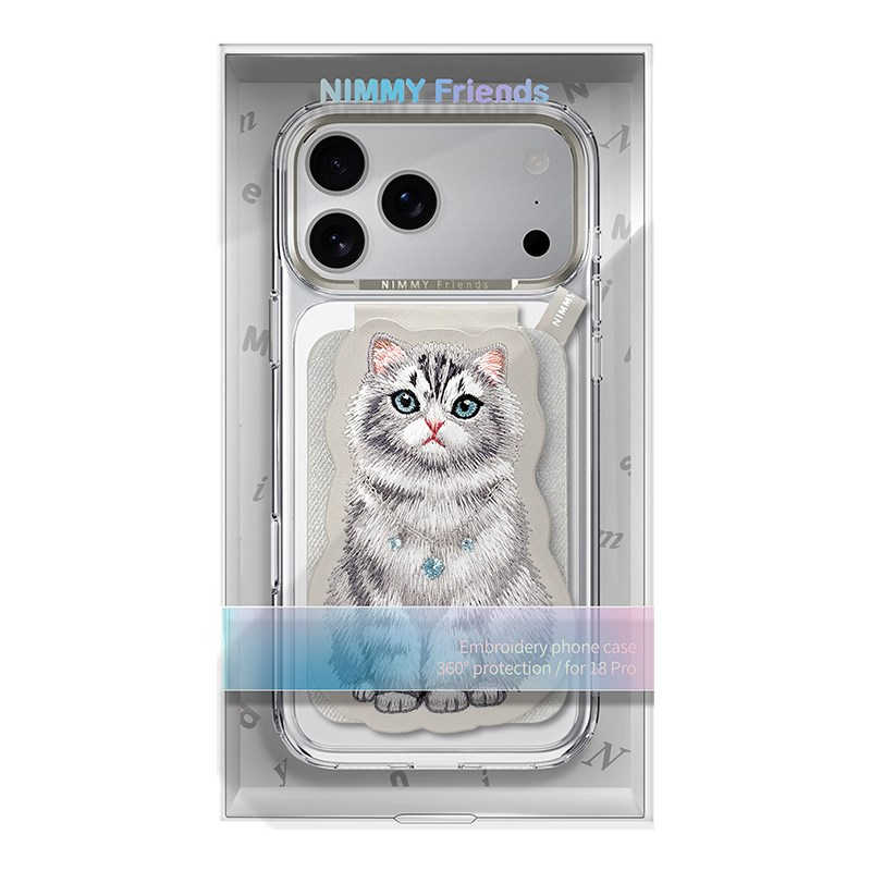 NIMMY iPhone 18 Pro Uyumlu | Değiştirilebilir Manyetik 3D Nakışlı Kolyeli Standlı ve Kartlıklı Nimmy Telefon Kılıfı
