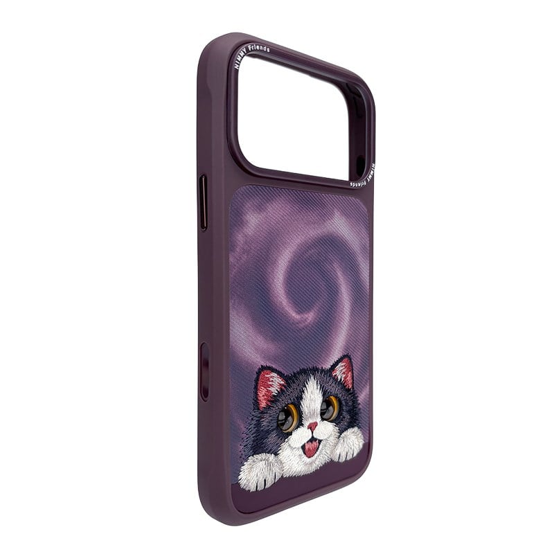 NIMMY iPhone 18 Pro Uyumlu Gerçek Nakış İşlemeli Kedi Desenli Nimmy Telefon Kılıfı