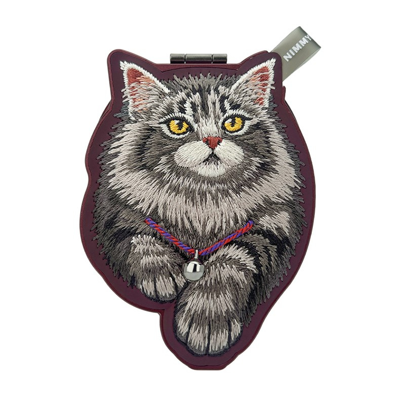 NIMMY iPhone 18 Pro Uyumlu MagSafe Özellikli Gerçek Kot Kaplamalı Kedi Figürlü Nimmy Kılıf Bordo