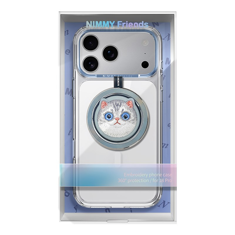 NIMMY iPhone 18 Pro Uyumlu MagSafe Özellikli | Değiştirilebilir Manyetik 3D Göz Detaylı Kedili Nimmy Telefon Kılıfı
