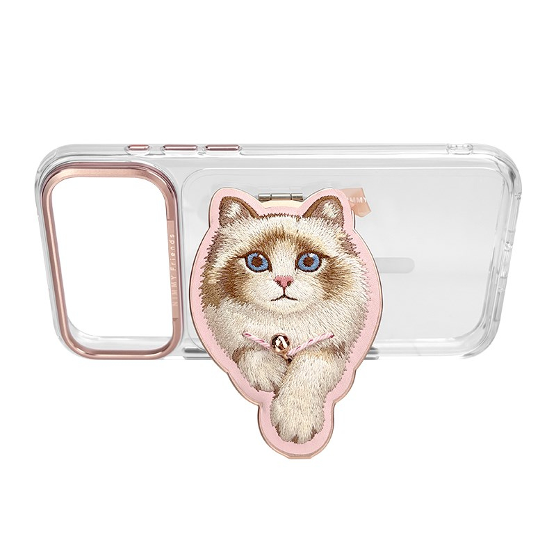 NIMMY iPhone 18 Pro Uyumlu MagSafe Özellikli | Değiştirilebilir Manyetik 3D Göz Detaylı Kedi Detaylı Standlı Nimmy Telefon Kılıfı