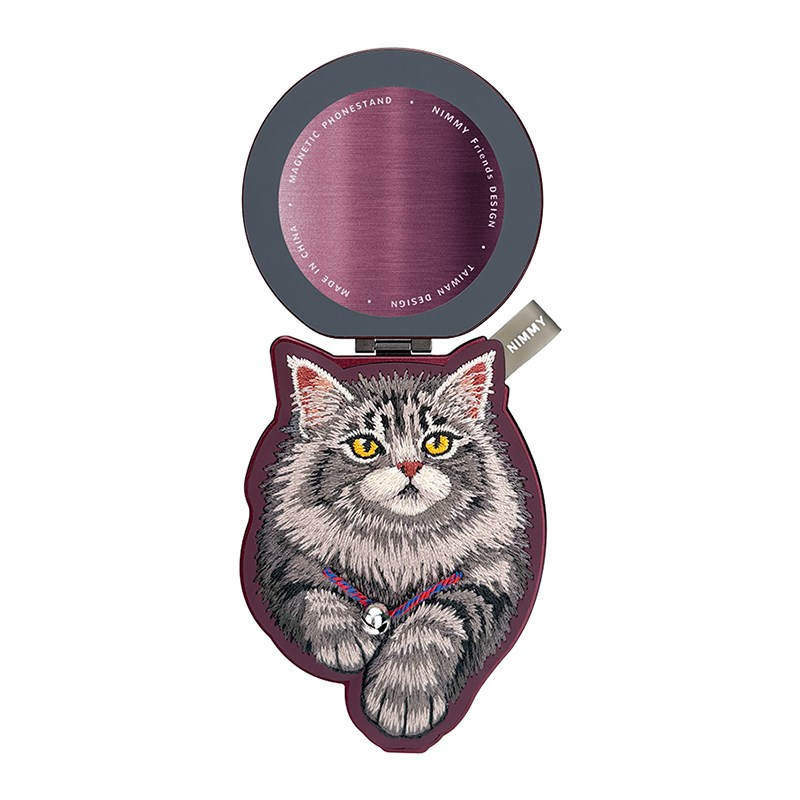 NIMMY iPhone 18 Pro Uyumlu MagSafe Özellikli Gerçek Kot Kaplamalı Kedi Figürlü Nimmy Kılıf Bordo